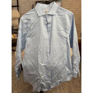 Calvin Klein Blue Slim Fit Non-Iron Button Down Long Sleeves Shirt Mens Size L